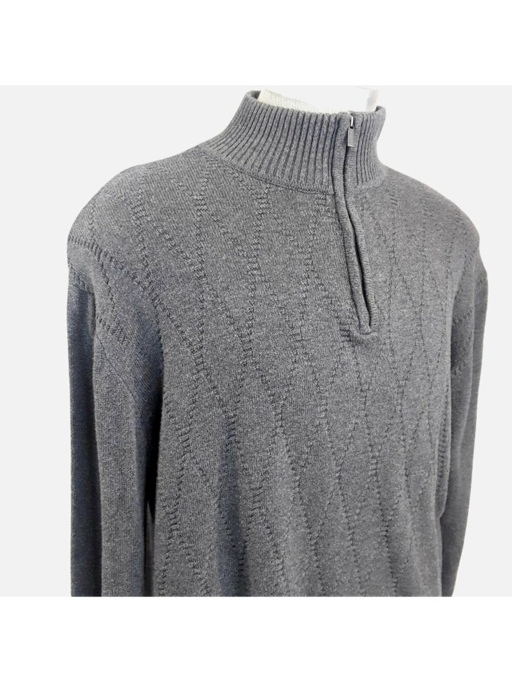 Concepts by Claiborne Pullover Sweater Mens Size XL Gray 1/4 Zip Long Sleeve